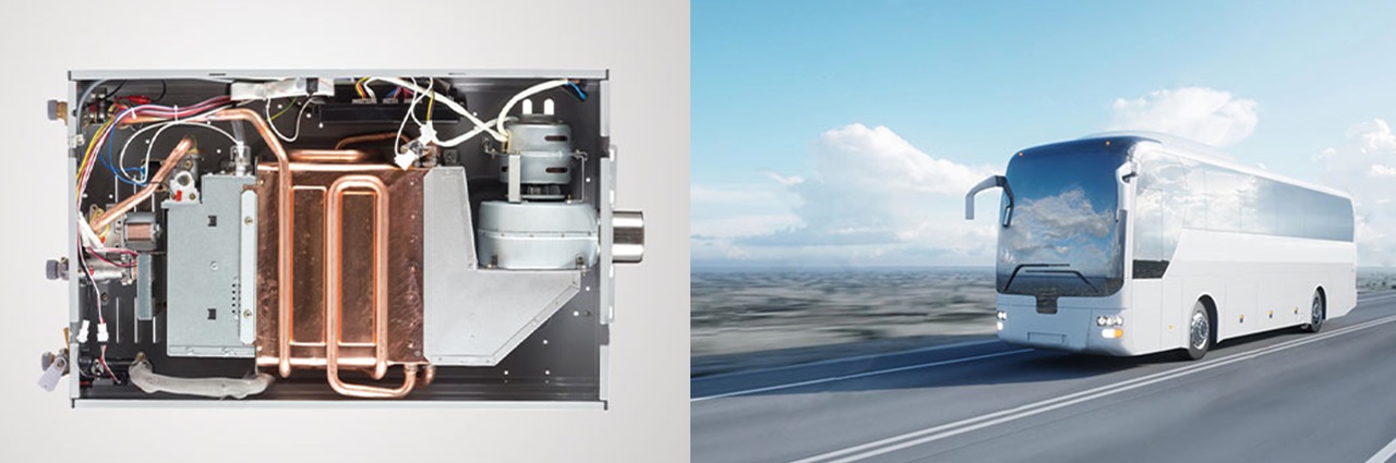 Water heater (left), automotive air conditioning (right)