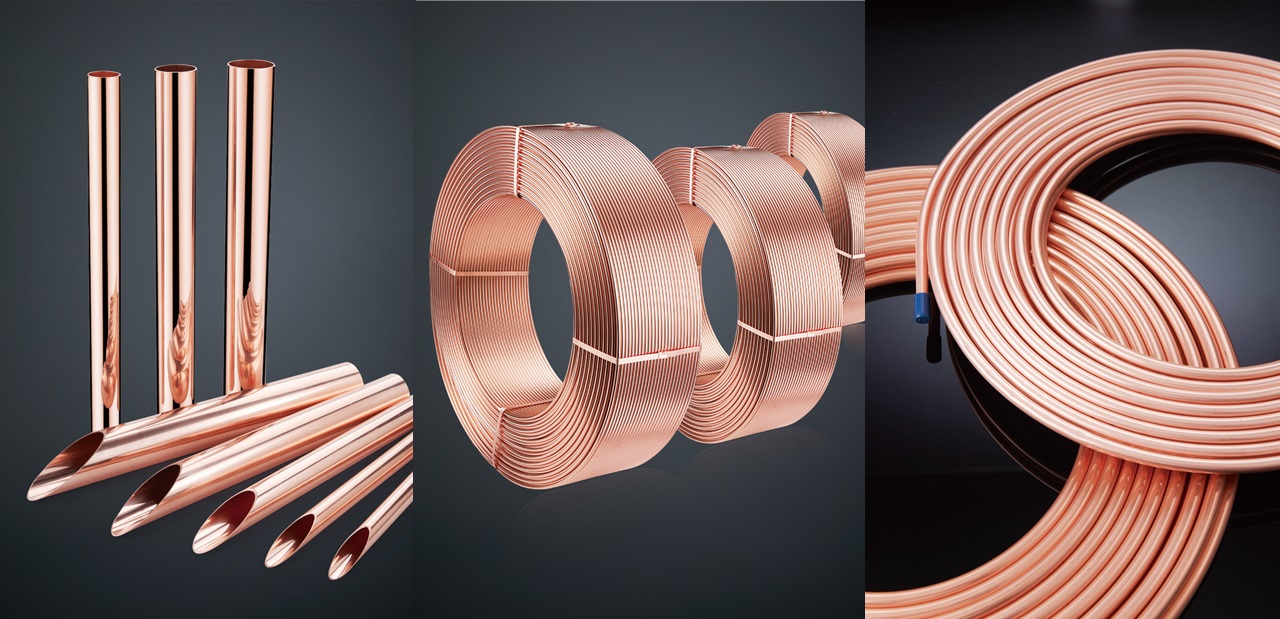 Straight air conditioning pipes (top left), horizontal wound coil tubes (top center), mosquito repellent coil tubes (top right)